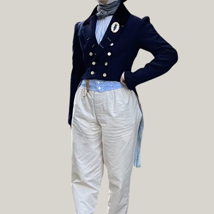 18th Century Military Jacket - Men's Blue Regency Tailcoat Historical Reenactment, Aristocratic Costume, Vintage Formal Wear, Halloween Coat