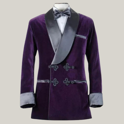 A Formal new Men's Purple Velvet Smoking Jacket Wedding Party - Wear - Dinner Blazer - Frog Coat