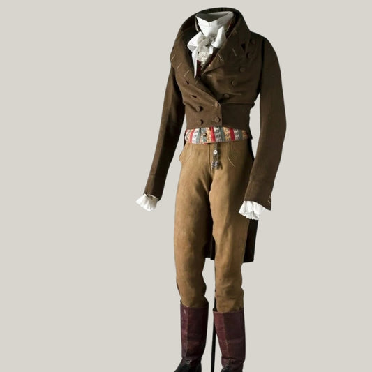 New Men's Regency Victorian Tailcoat – 1820s-1830s British Brown Coat for Historical Reenactment, Steampunk, & Vintage Gothic Costume