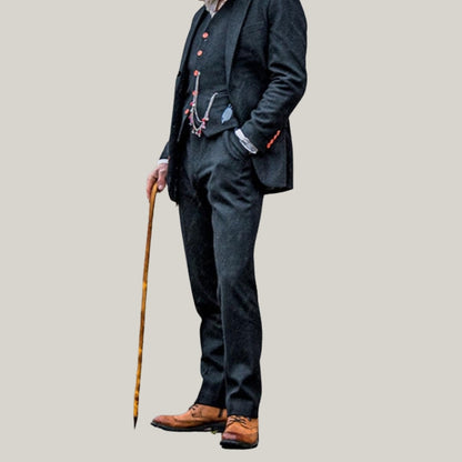New Premium Men's tailored suit | 3-piece suit | black tweed | Alfie Solomons | Peaky Blinders | Thomas Shelby
