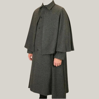 Men's Inverness Cape - Grey - Christmas Inverness coat, Men's Christmas coat -  100% Wool