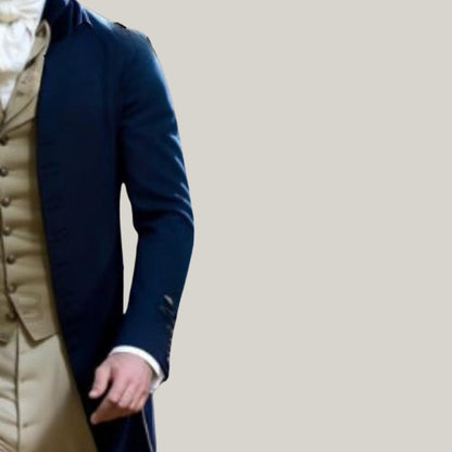 Handmade Mr Darcy Brand New Men's Dark Blue Regency 1800's Regency tail coat- Long Tail coat  - Custom coat - Blue Rolls Bespoke