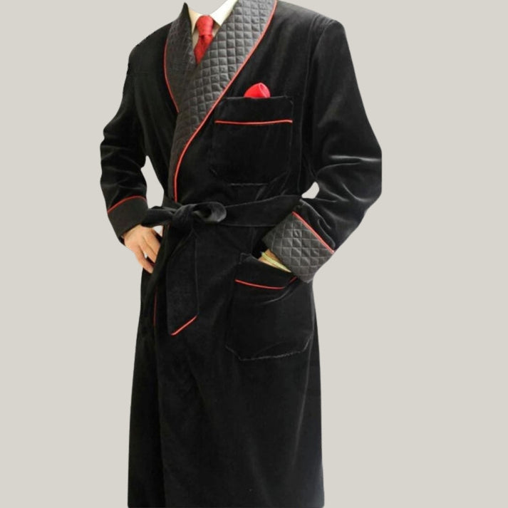 Men's elegant black smoking jacket -  long gown -  evening wear | Christmas party - long gown options and velvet variations | Halloween