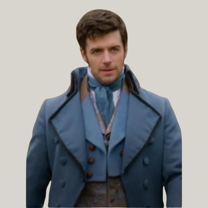 New Dan Jeannotte Coat - Jacket Hand Made -  Men Blue Custom Wool Men Long Coat - Dan Jeannotte TV Movie Coat - Edward Blue Coat