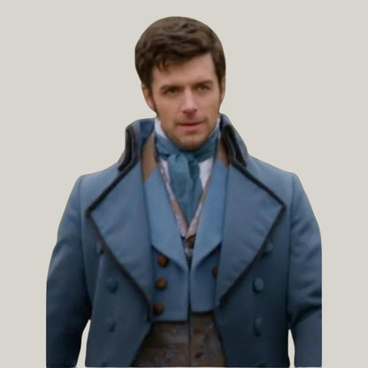 New Dan Jeannotte Coat - Jacket Hand Made -  Men Blue Custom Wool Men Long Coat - Dan Jeannotte TV Movie Coat - Edward Blue Coat