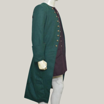 New Green Wool 18th Century Style Man's Frock Coat Jamie Farser Style Frock Coat By Blue Rolls Bespoke