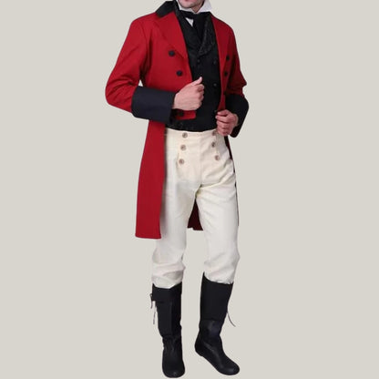 New Men's Victorian Fancy Outfit Red - Regency Jacket 18th Century Regency Tailcoat Vest Costume - Brand New Custom Made