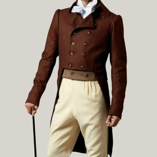 New Men's Brown Wool Regency Tailcoat – Custom-Made Pride Era Coat | BlueRolls Bespoke