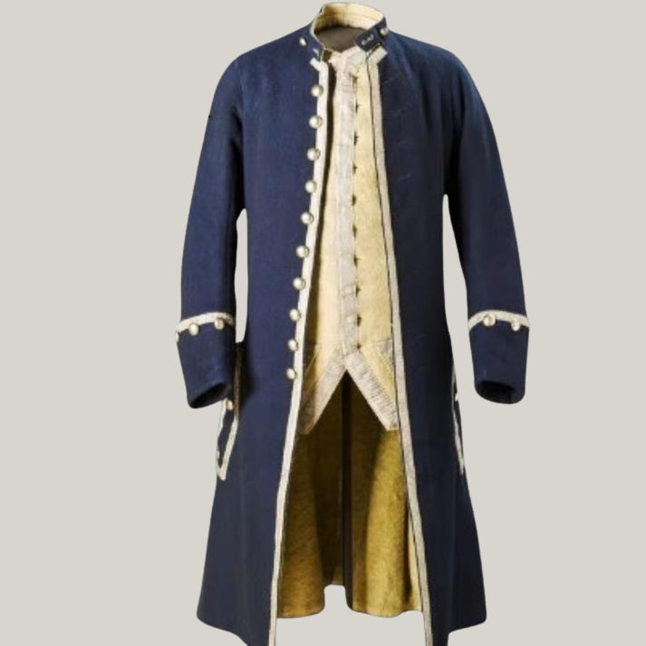 Steampunk Frock Coat - New Men Navy Blue Wool Imperial Frock Coat, Life Guards Military Frock Coat, The Life Of Armor Chamber Frock Coat