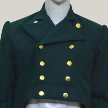 New Men's Green Wool Regency Tailcoat – Custom-Made 19th Century Regency Costume