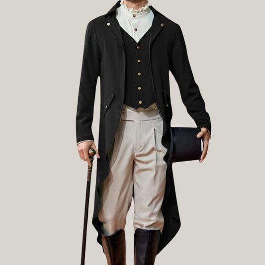New Male Vintage Coat- Long Sleeved Men V-Neck Solid Vintage Costume Jacket Trench Coat - Custom made - Limited edition