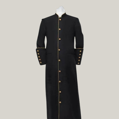 Caleb White/Black Clergy Robe for Men with Gold Contrast Cosplay legend Clergy Robe with Cincture Medieval Clergyman Vestments Roman Priest