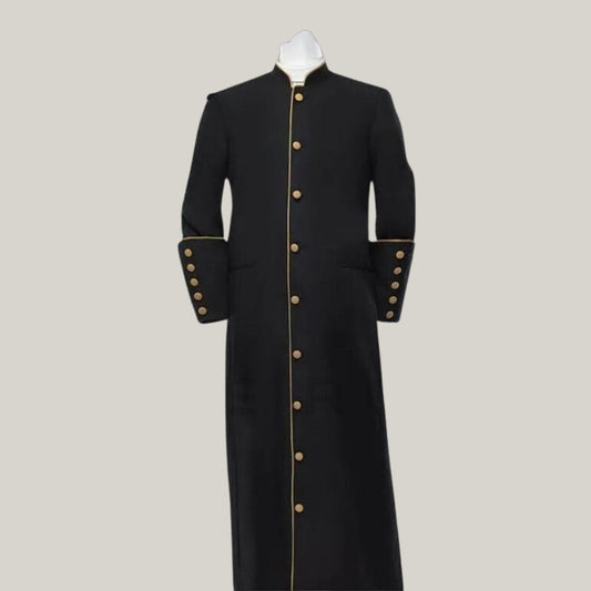 Caleb White/Black Clergy Robe for Men with Gold Contrast Cosplay legend Clergy Robe with Cincture Medieval Clergyman Vestments Roman Priest