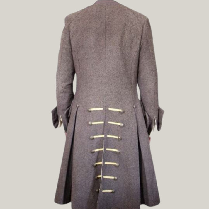 Revolutionary War Costume - 18th Century Captain Traditional Colonial Pirate Coat -Men's grey wool - Two Flapped Pocket