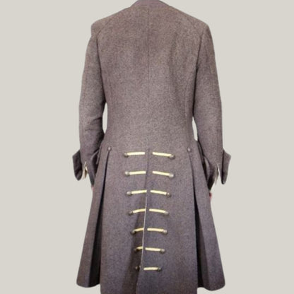 Revolutionary War Costume - 18th Century Captain Traditional Colonial Pirate Coat -Men's grey wool - Two Flapped Pocket