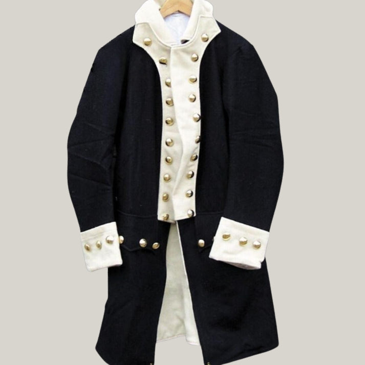 New George Washington Uniform - Black - white Wool, Continental Army Coat - Custom Size, Hamilton Jacket | Blue Rolls Bespoke