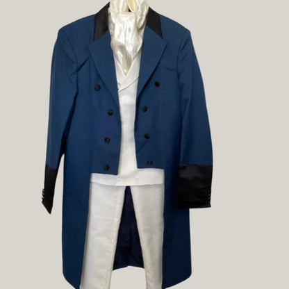 New Men's Blue Wool Regency Tailcoat – Classic Period Style