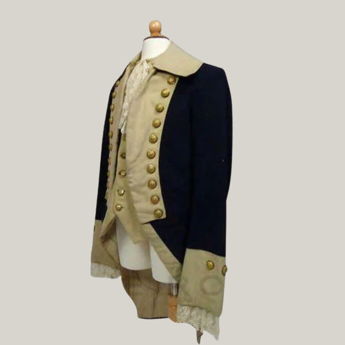 18th Century Military Officer Coat | Revolutionary War Uniform | George Washington Cosplay Outfit | Historical Reenactment Jacket