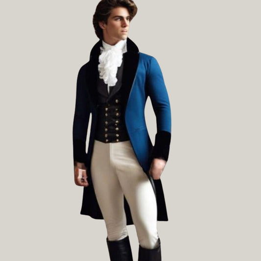 New Men's Blue Regency-Style Tailcoat – Handmade Custom Wool Coat from the 1800s Victorian Era
