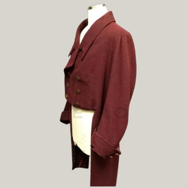 New burgundy Coat - Victorian Wool Tailcoat - Early 19th Century Regency Coat - Wedding Tailcoat - Historical Inspired Jacket for Men