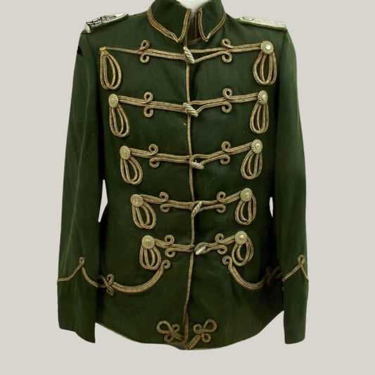 New Imperial German WWI Hussars Atilla Green Dress Jacket - Brand New Mens Hussar Military Uniform | Blue Rolls Bespoke