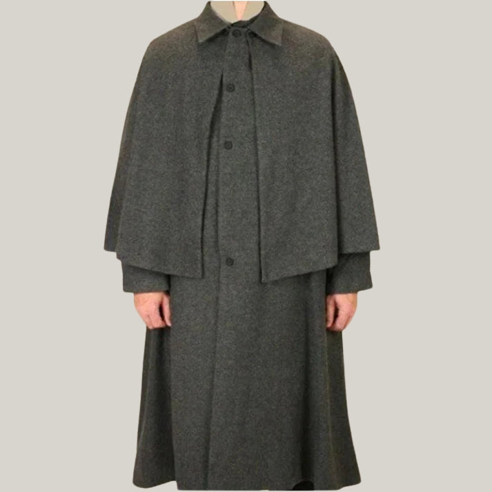 Men's Inverness Cape - Grey - Christmas Inverness coat, Men's Christmas coat -  100% Wool
