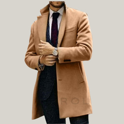 Blue Rolls Edition - Warm Trench Coat Overcoat Casual Long Sleeve Jacket Coats Top Outwear, wool trench coat, men's winter