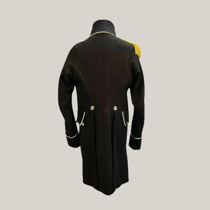 Military Jacket Breasted Coat -  Royal Black - Wool Regency - New Lieutenant Uniform - Hand Made Coat