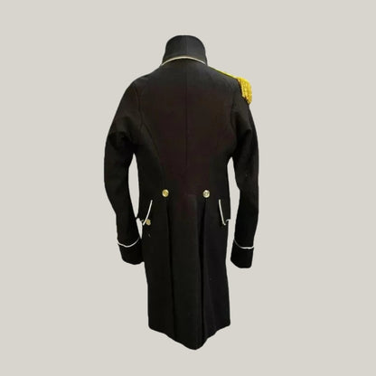 Military Jacket Breasted Coat -  Royal Black - Wool Regency - New Lieutenant Uniform - Hand Made Coat