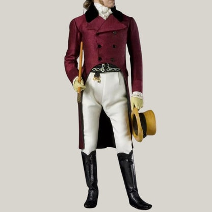 Handmade Brand New Men's burgundy Regency dated 19th Century Regency Jacket - British Tailcoat - Custom wool coat - Historical tail coat