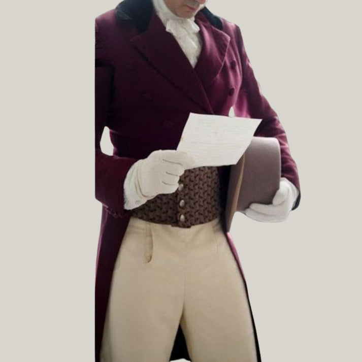 Blue Rolls Bespoke Presents Men's Maroon Regency Tailcoat - Custom Made, Wool, Historical Reenactment, Formal Occasions