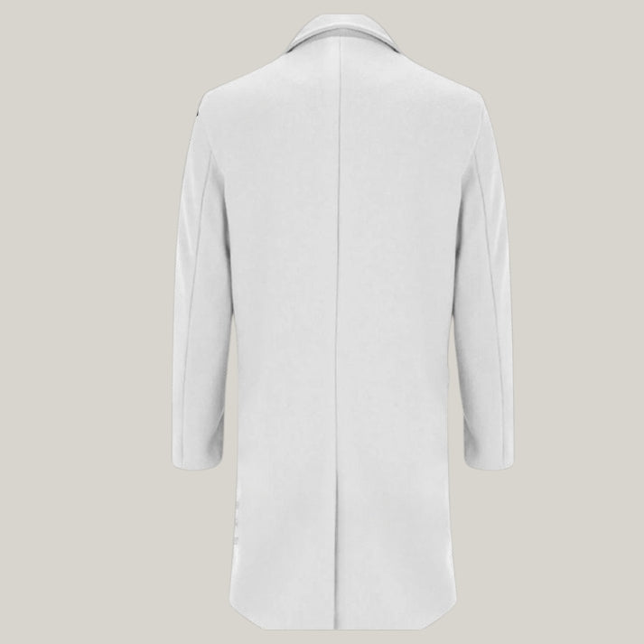 New Men Custom Made Wool Trench Coat - Winter Warm Solid Pocket Woolen Coat Men's Thick Coat Men's Mid Length Trench | Blue Rolls