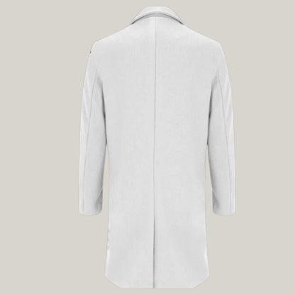New Men Custom Made Wool Trench Coat - Winter Warm Solid Pocket Woolen Coat Men's Thick Coat Men's Mid Length Trench | Blue Rolls