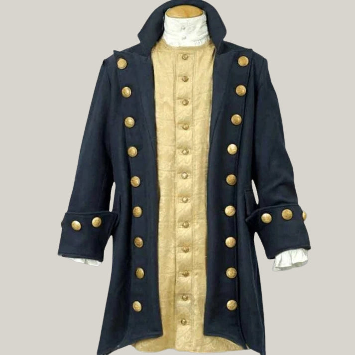 Pirate Costume - Blackbeard Pirate Coat, Buccaneer Halloween coat, Pirates of Caribbean admiral coat, Blue Admiral Blackbeard Coat