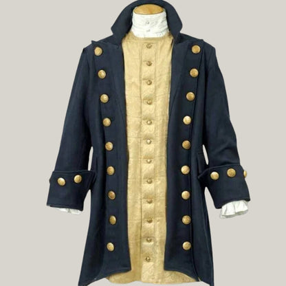 Pirate Costume - Blackbeard Pirate Coat, Buccaneer Halloween coat, Pirates of Caribbean admiral coat, Blue Admiral Blackbeard Coat