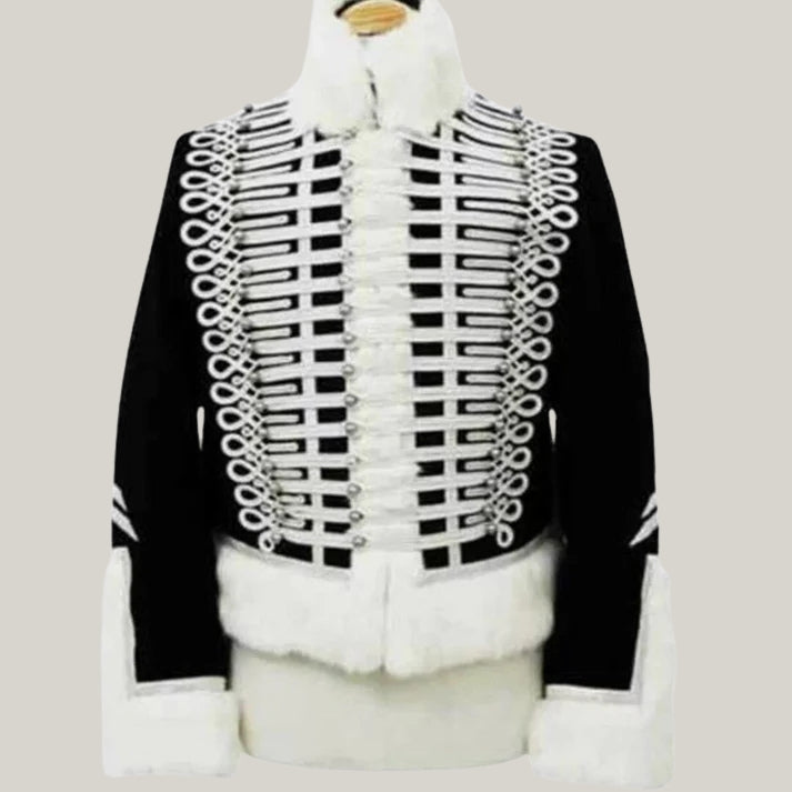 New Black Men's Wool Hussars Jacket - Black Wool 7th Light Dragoon Hussars Pelise 1810 Jacket