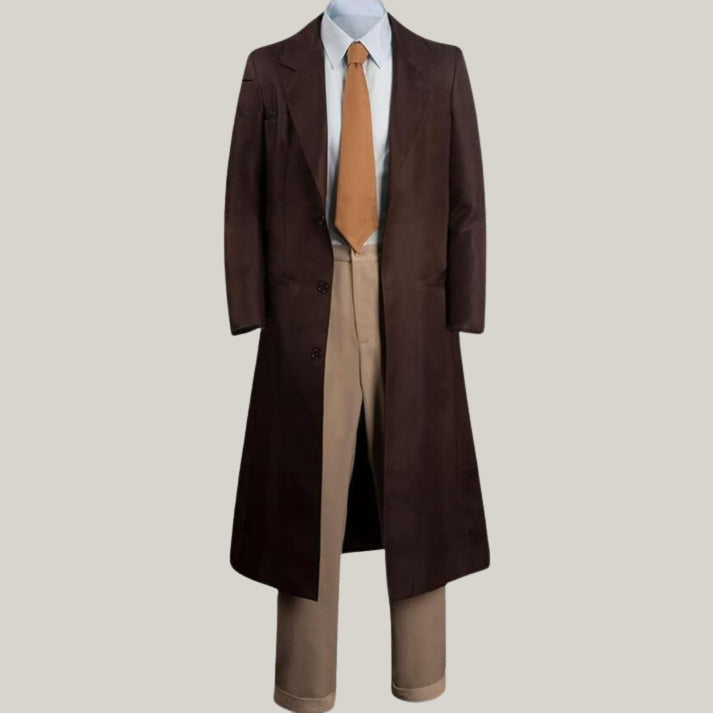 Christmas Cosplay Attire - Oppenheimer Movie Cosplay Costume - Men's Brown Suit Outfit, 1940s Vintage Formal Costume, Halloween Carnival