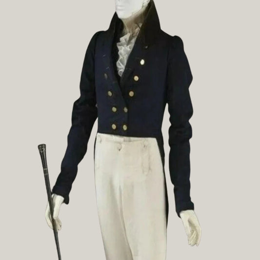 New Men Blue Wool Regency Coat, New 18th Century Napoleon Coat Of Army Navy Blue Regency Wool Coat