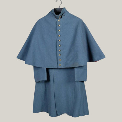 Victorian Wool Cloak - Blue Inverness Cape Coat - Civil War Military Cape, Historical Reenactment, Gothic Winter Coat