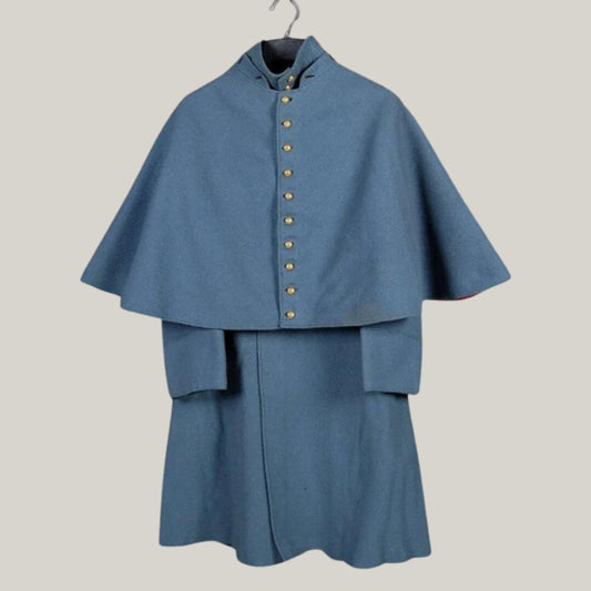 Victorian Wool Cloak - Blue Inverness Cape Coat - Civil War Military Cape, Historical Reenactment, Gothic Winter Coat
