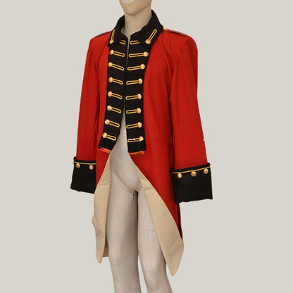 New British Army Red Golden Turn Back Blue Cuffs Wool Jacket British War Jacket, Single-Breasted Military Coat