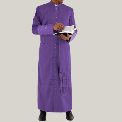 Cosplay legend Clergy Robe with Cincture Medieval Clergyman Vestments Roman Priest Robe Purple Colour