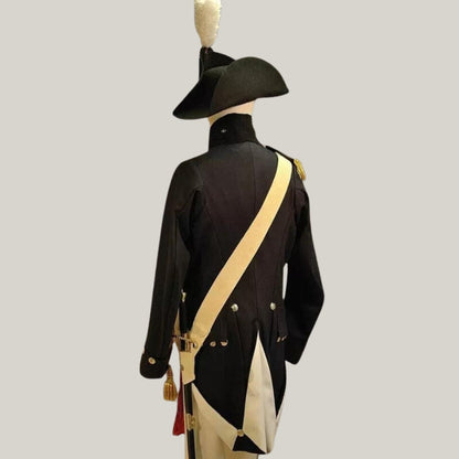 Reenactment Cosplay - Napoleonic Era Military Officer Uniform - Historical French Revolution Costume, 18th Century Colonial Soldier Jacket