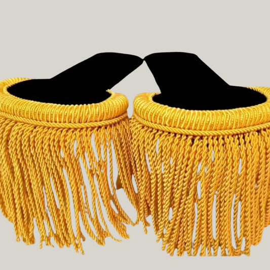Gold Bullion Shoulder Epaulette With Fringe Embroidered Tassel Shoulder Board For Navy Army Military Uniform
