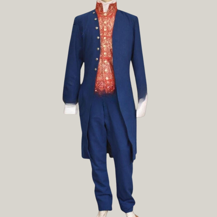 Rococo Cosplay - Men’s Blue 18th Century - Historical Colonial Outfit, Jamie Fraser Costume Regency Tailcoat - Renaissance Jacket