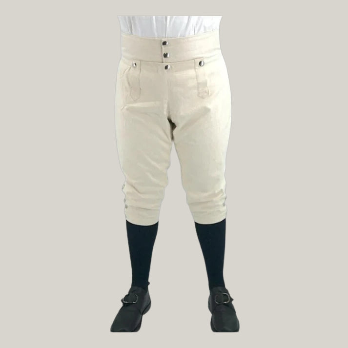 Men’s White Knee Breeches – Authentic Colonial Reenactment Attire | BlueRolls Bespoke