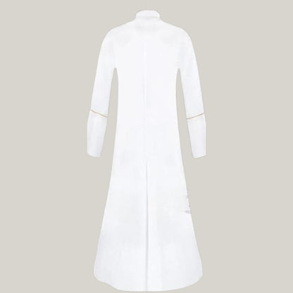 Caleb White/Black Clergy Robe for Men with Gold Contrast Cosplay legend Clergy Robe with Cincture Medieval Clergyman Vestments Roman Priest