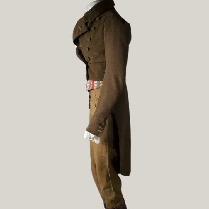 New Men's Regency Victorian Tailcoat – 1820s-1830s British Brown Coat for Historical Reenactment, Steampunk, & Vintage Gothic Costume