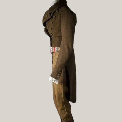 New Men's Regency Victorian Tailcoat – 1820s-1830s British Brown Coat for Historical Reenactment, Steampunk, & Vintage Gothic Costume