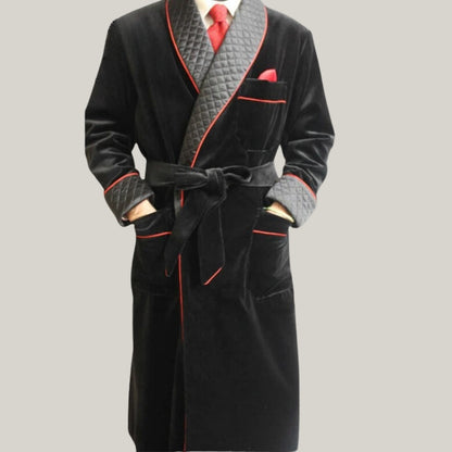 Men's elegant black smoking jacket -  long gown -  evening wear | Christmas party - long gown options and velvet variations | Halloween